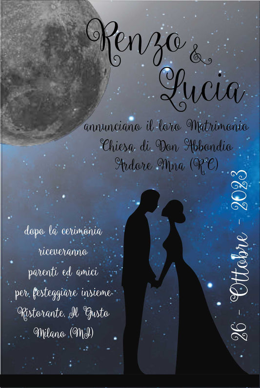 invito con sposini e luna piena